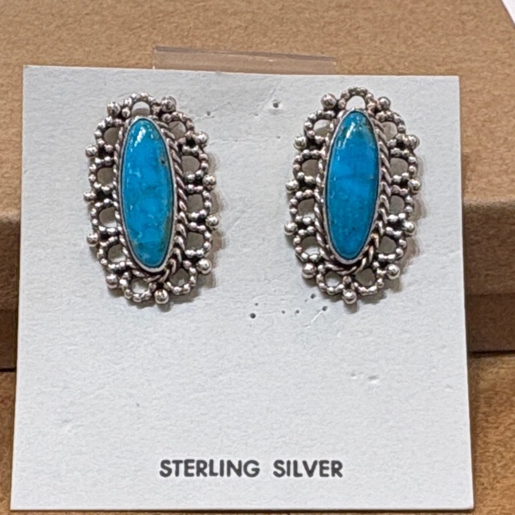 Sterling Silver And Turquoise Signed Earrings